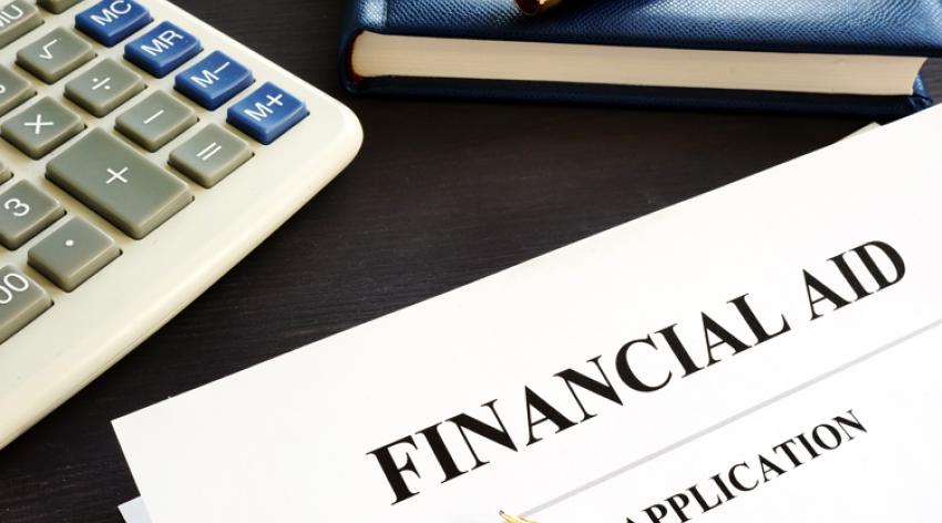 Financial aid application on a desk