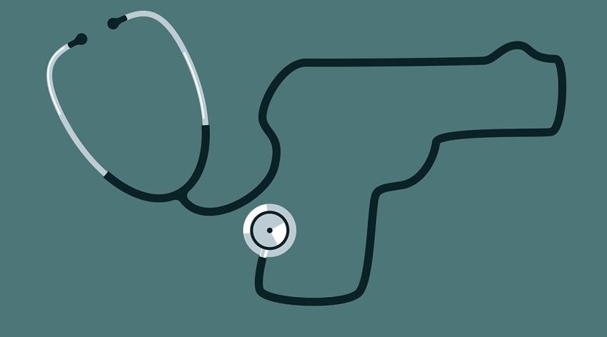 Stethoscope with pistol-shaped rubber tubes