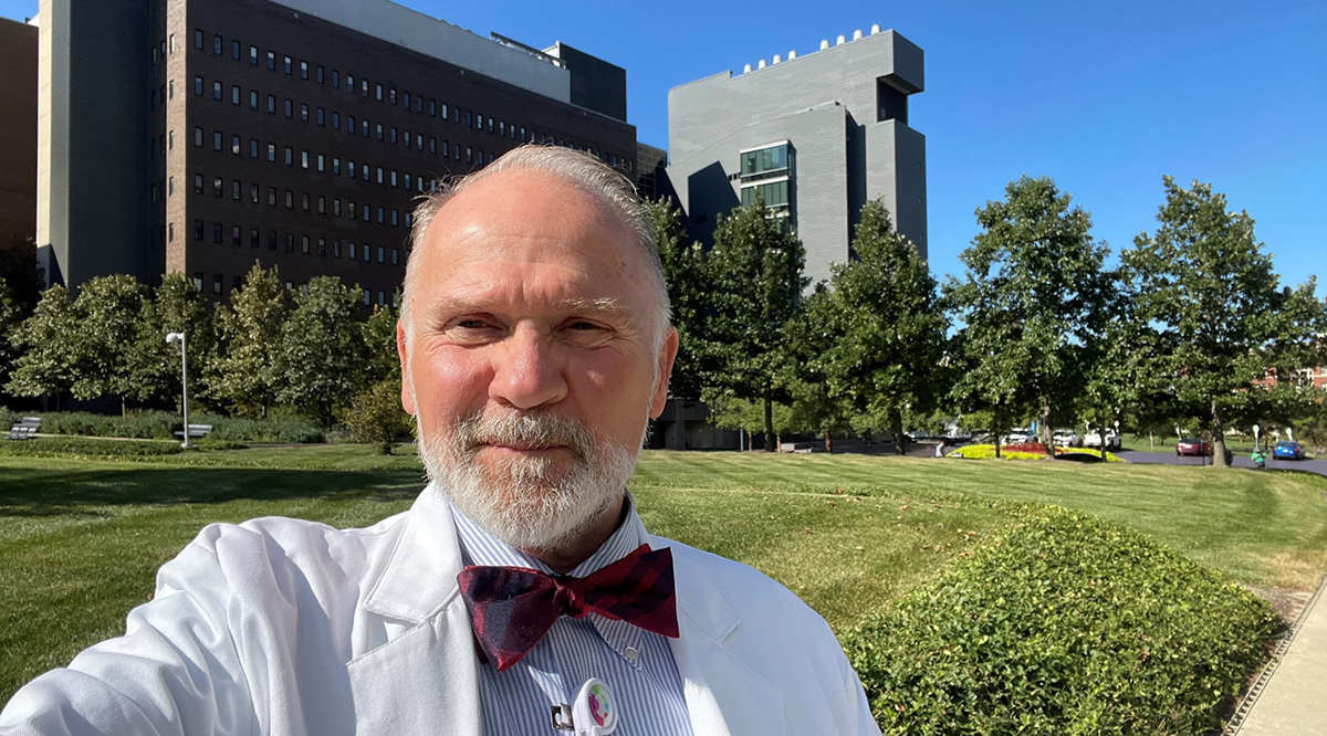 Donald Batisky, MD, in front of the University of Cincinnati College of Medicine in Ohio.