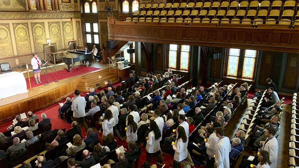 Georgetown University medical students attend a donor memorial service.
