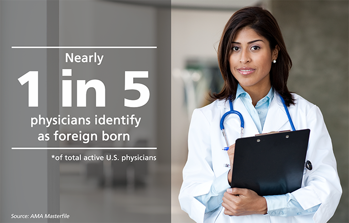 Nearly 1 in 5 physicians* identify as foreign born. *of total active U.S. physicians. Source: AMA Masterfile
