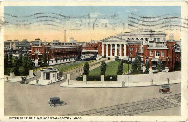 postcard of Peter Bent Brigham Hospital in 1919