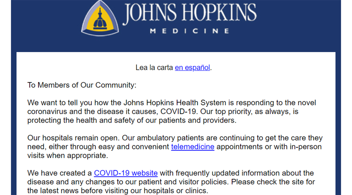 Johns Hopkins Medicine Digital Patient Communications