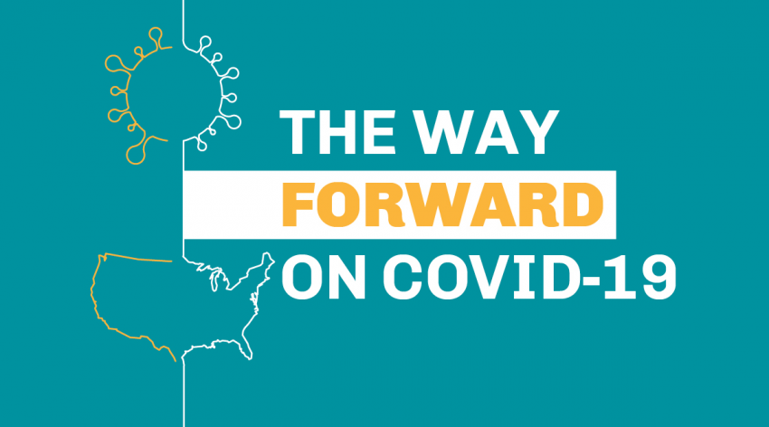 A logo that says "The Way Forward on COVID-19"